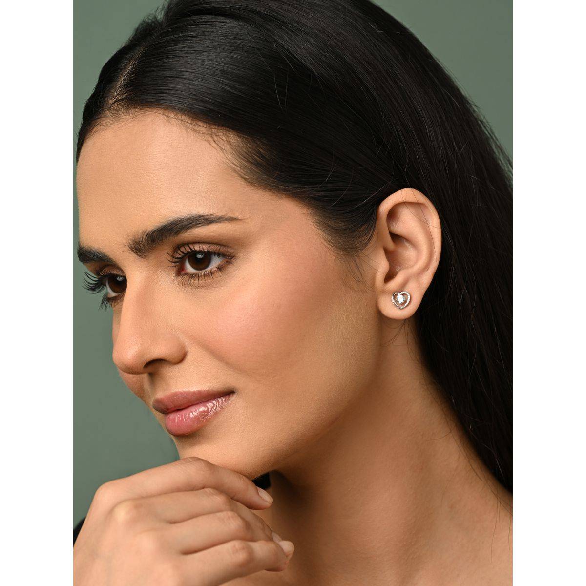 CLARA 925 Silver Platinum Plated Pair Of Earrings