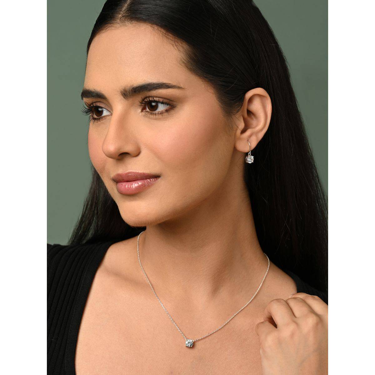 CLARA 925 Silver Platinum Plated Jewellery Set (Set of 2)