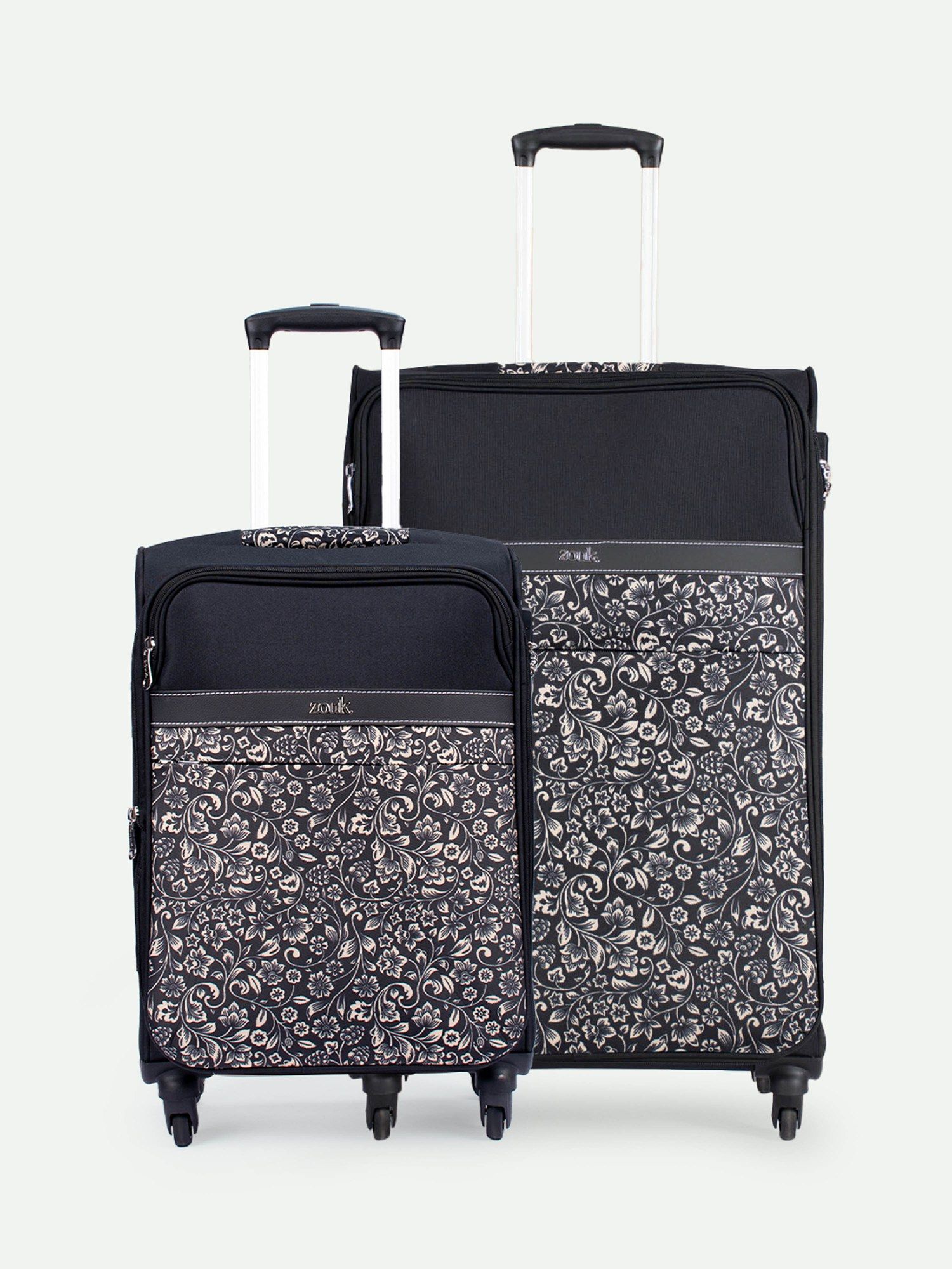 Buy Zouk Flomotif Avasa Trolley Bag - Black Set Of 2 (Small/Medium