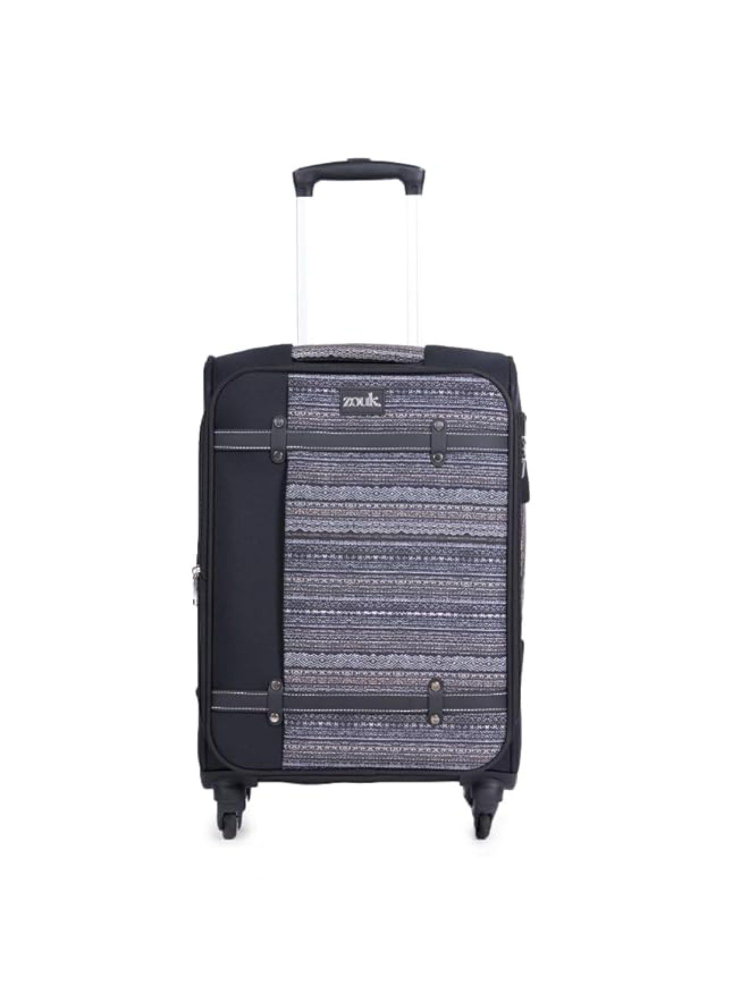 Buy Zouk Odisha Ikat Saira Trolley Bag - Black (Medium) Online