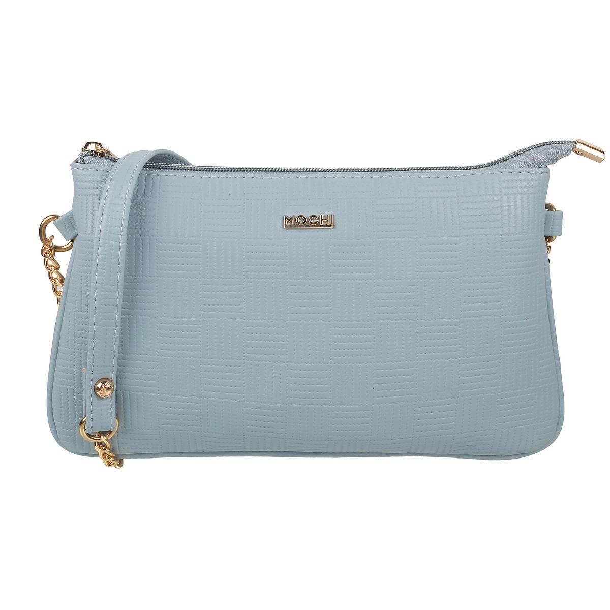 Mochi Women Light Blue Synthetic Sling and Cross Bag