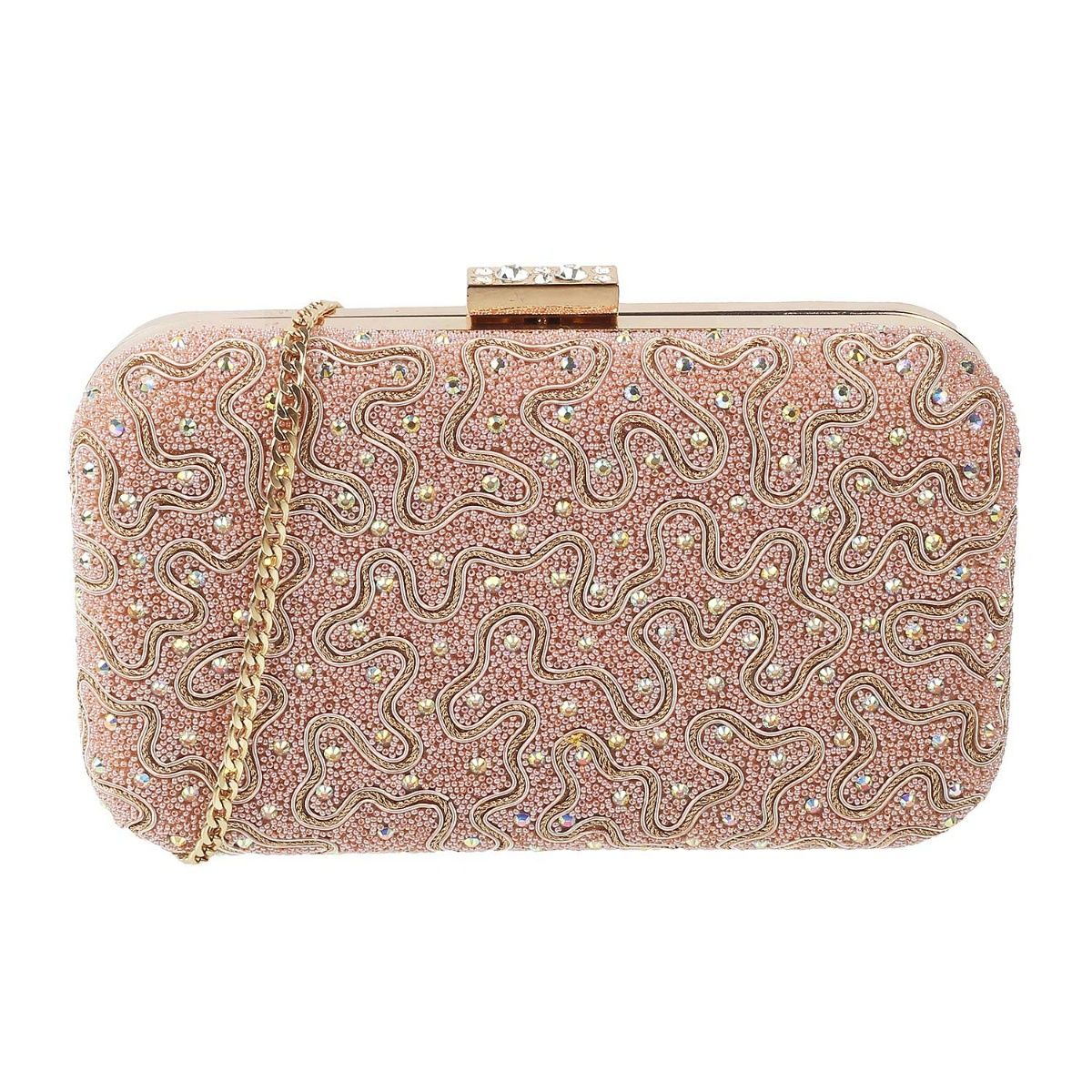 Buy Mochi Women Rose Gold Synthetic Clutch Online