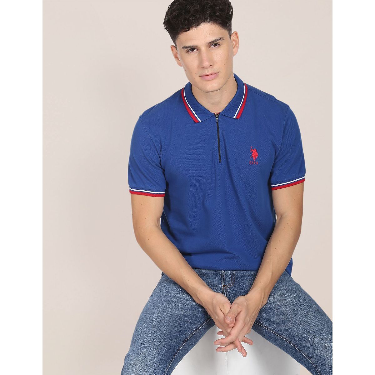 Buy U.S. POLO ASSN. Tipped Zipper Polo Shirt Online