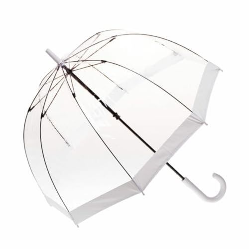 Premsons Clear Transparent Umbrella with Handle Unisex White