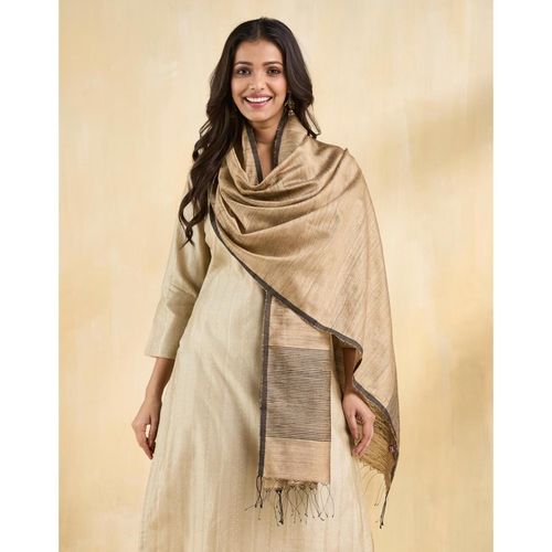 Buy Fabindia Beige Silk Woven Stole Online