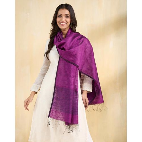 Buy Fabindia Purple Silk Woven Stole Online