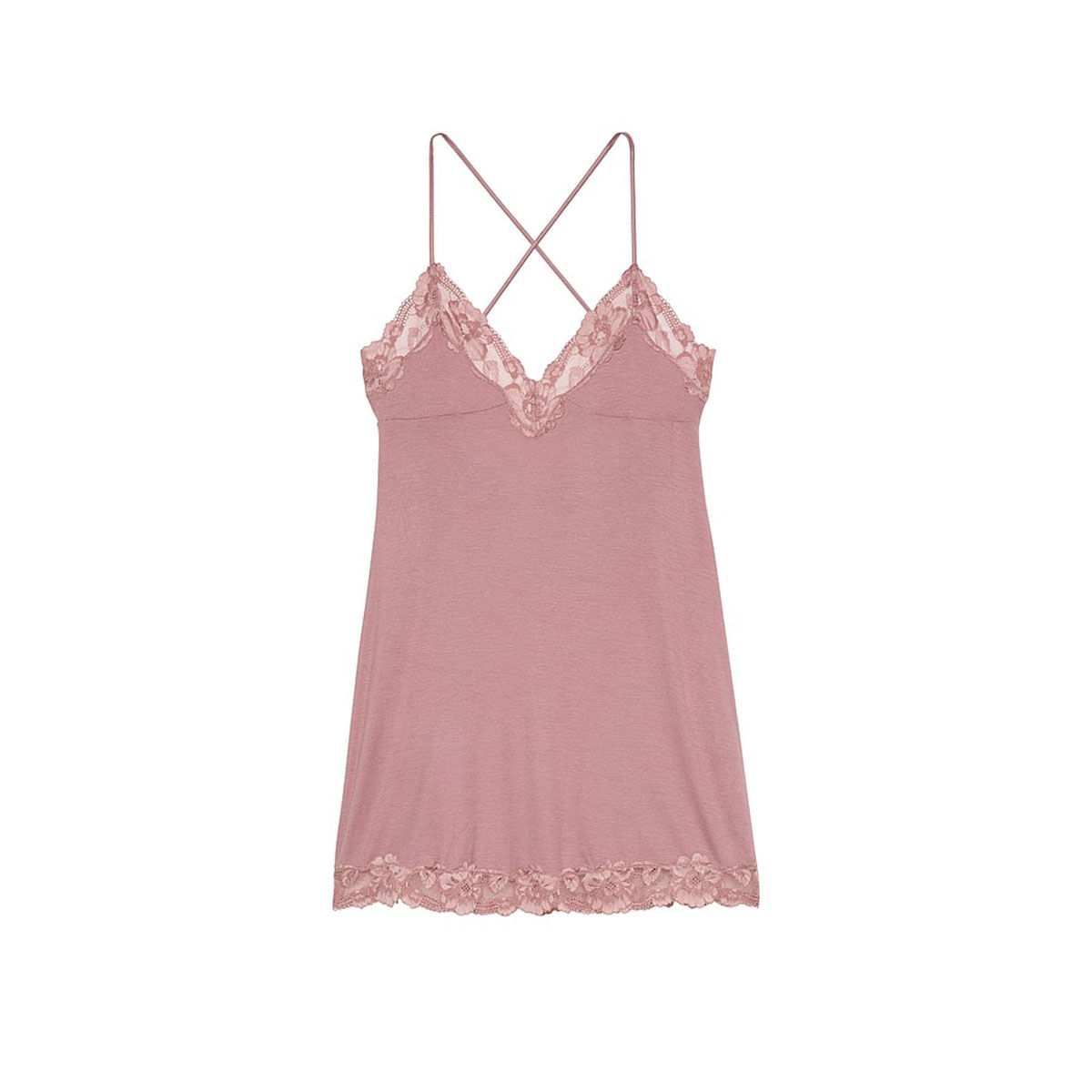 Buy Victoria's Secret Pink Ribbed Modal And Lace Cross-Back Slip