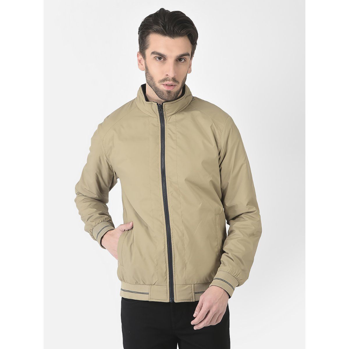 Khaki bomber store jacket men