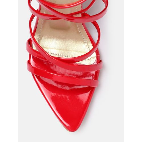 Slingback Red Pointed Strappy Heels SLINGBACK SHOES WITH BOW