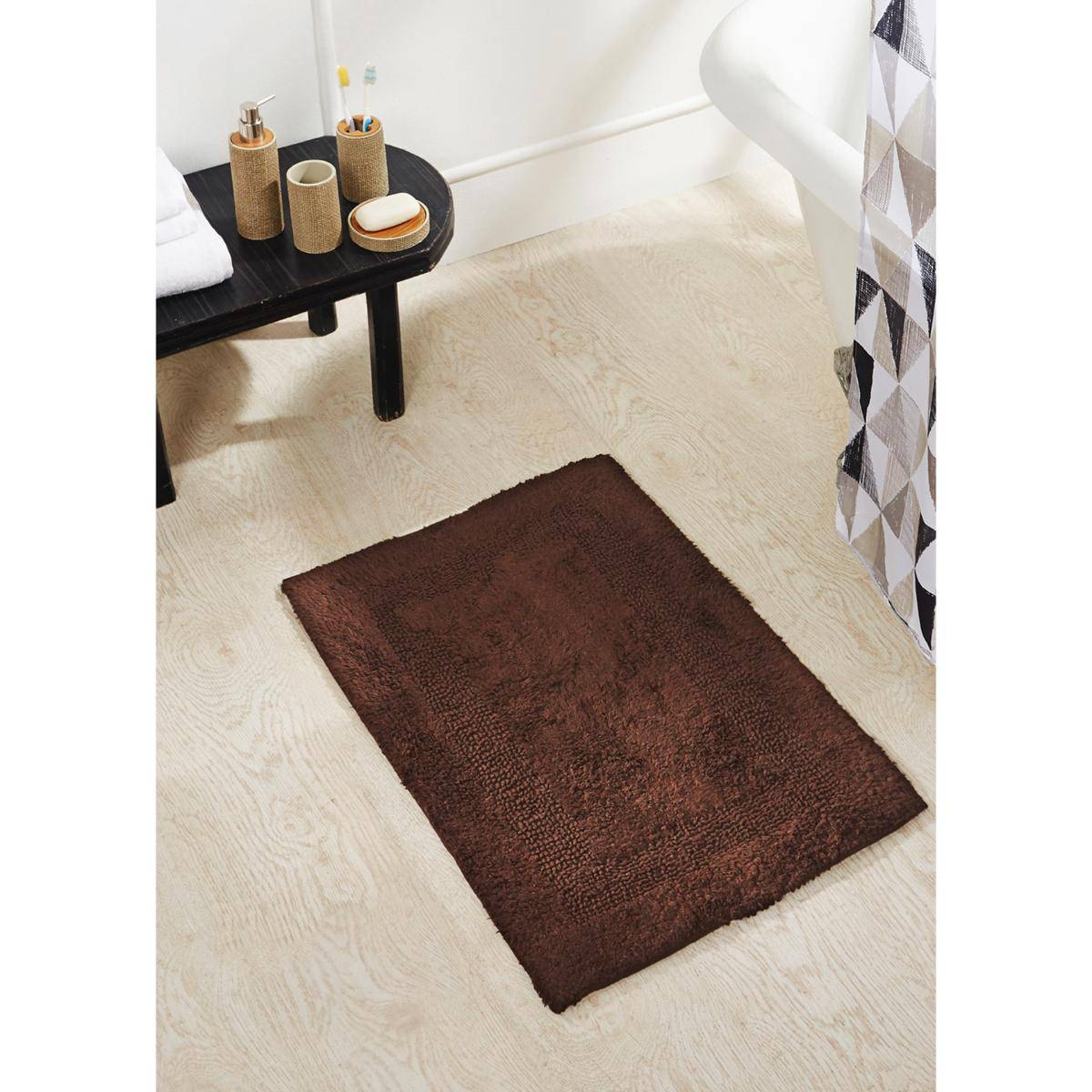 OBSESSIONS Washable Reversible Chocolate Cotton Bathmat (S)