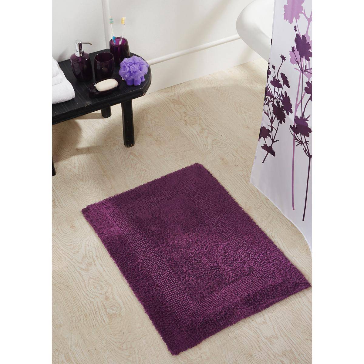 OBSESSIONS Washable Reversible Purple Gum Drop Cotton Bathmat (M)