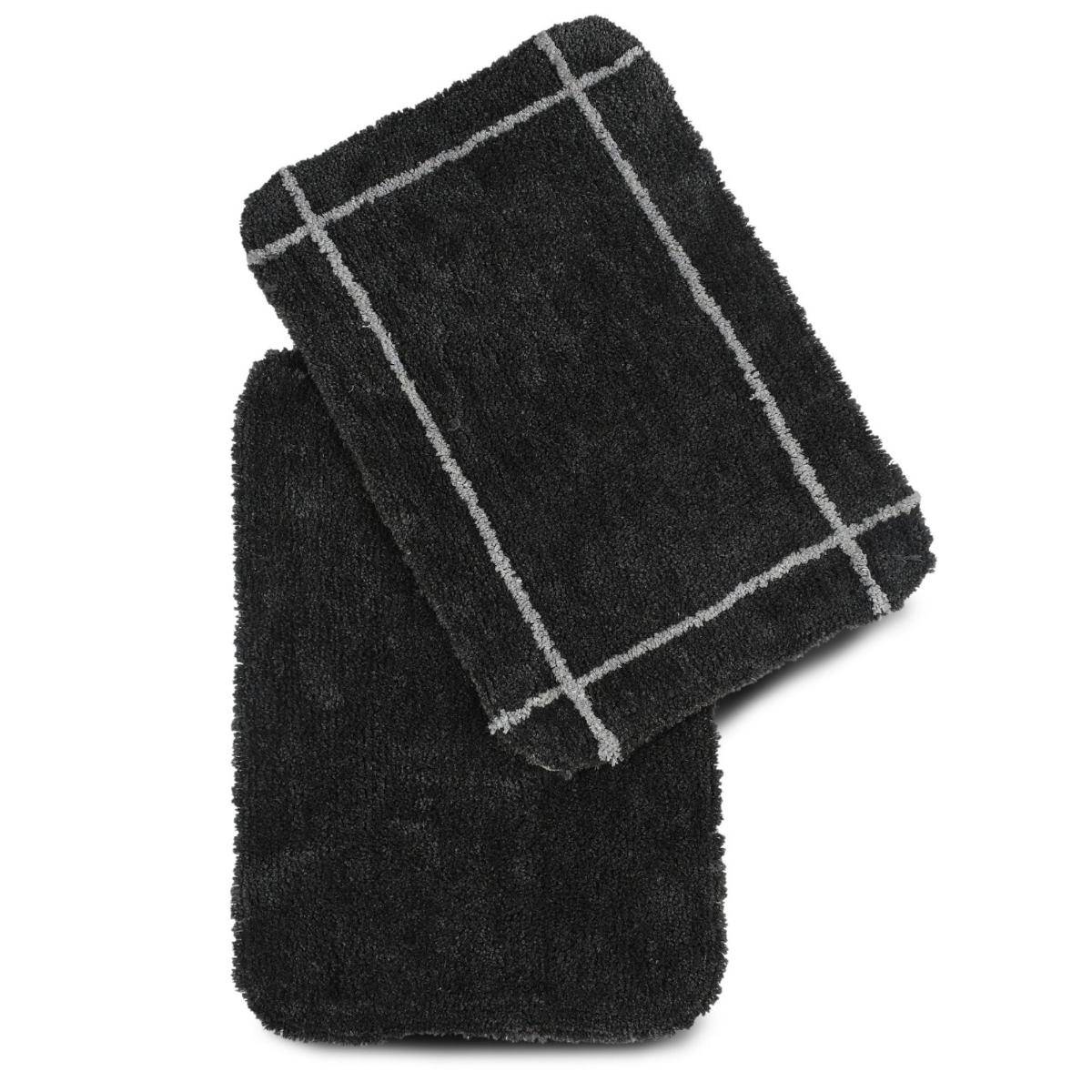 Sashaa World Charcoal Anti-Slip Microfiber Bathmats (Pack of 2)