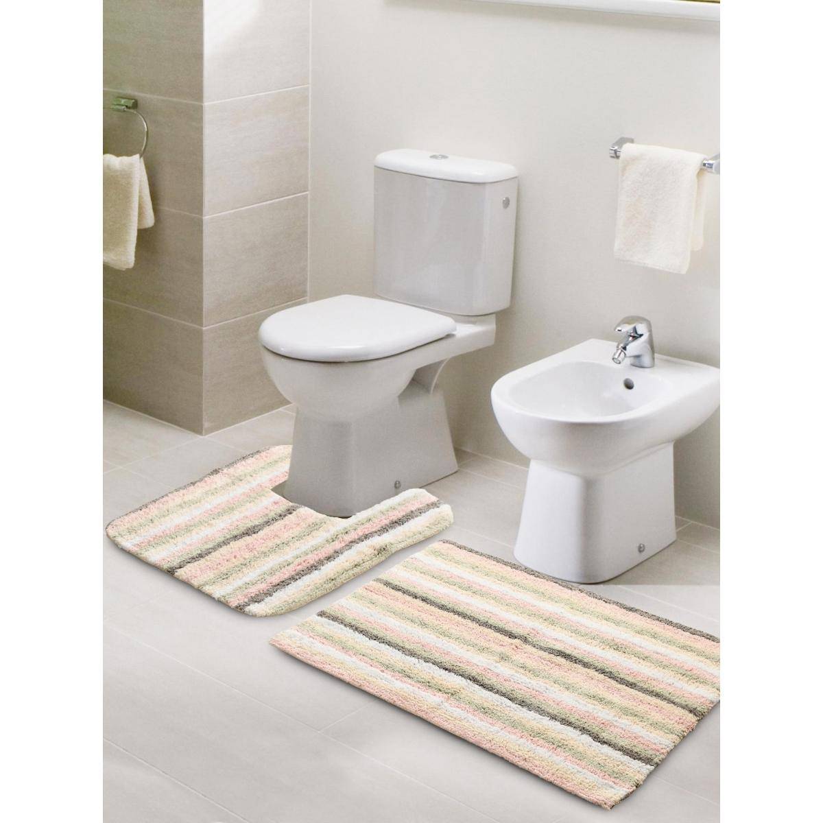 Sashaa World Peach Anti-Skid Solid Bathmats (Pack of 2)