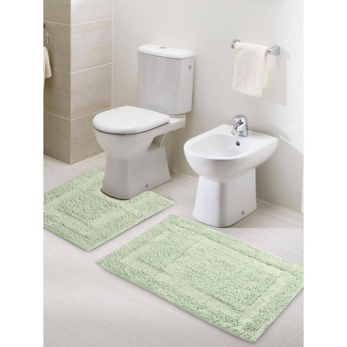 Sashaa World Green Anti-Skid Solid Bathmats (Pack of 2)