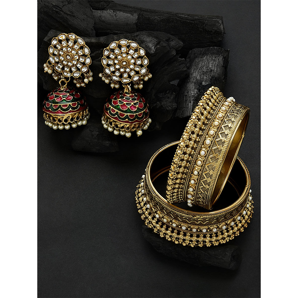 earrings and bangles