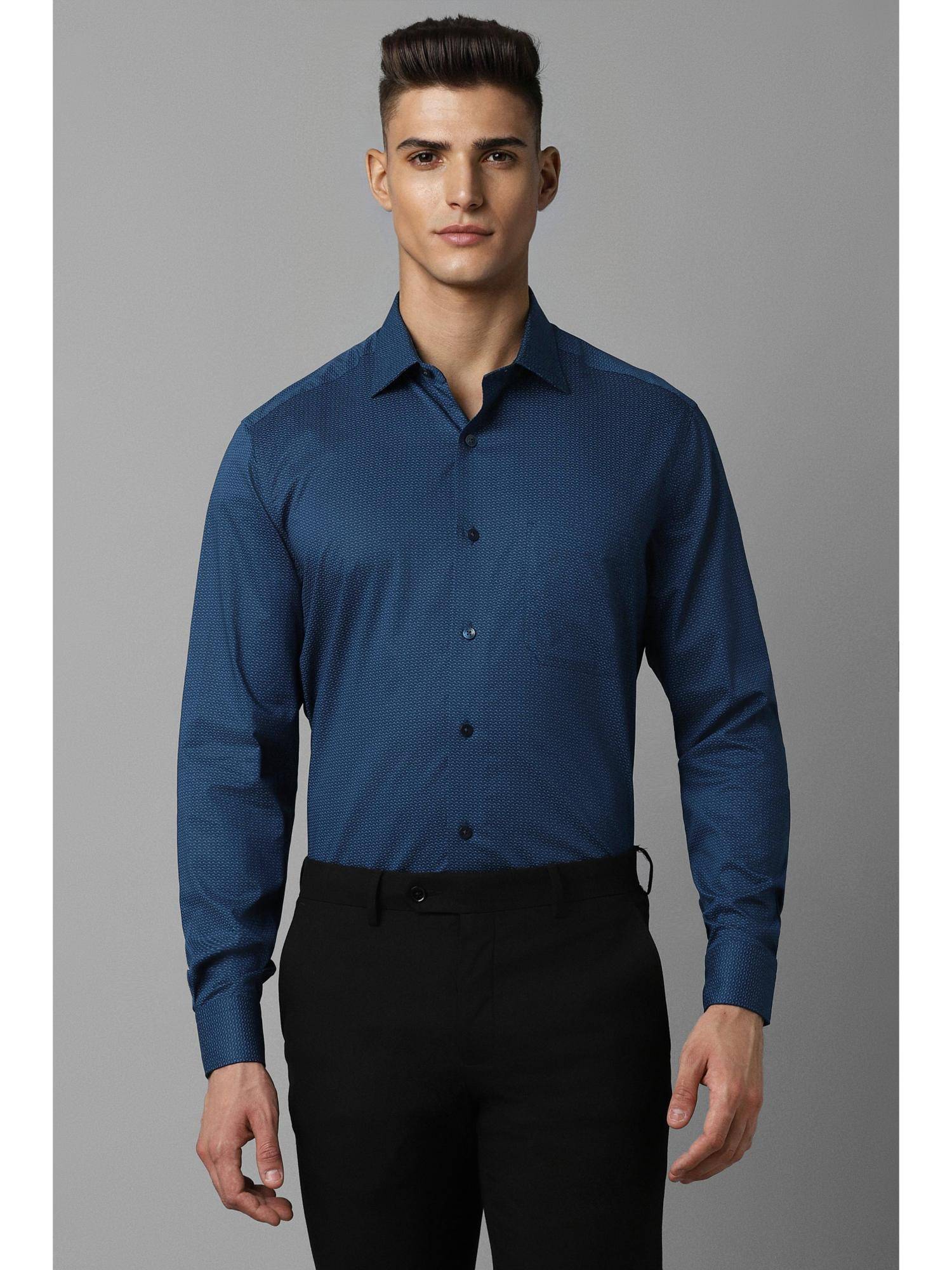 Louis Philippe Men Solid Casual Blue Shirt future-classics FLUID 
