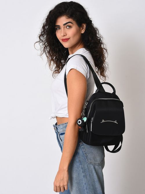 Buy Haute Sauce Women Black Backpacks with Zip Lock Online