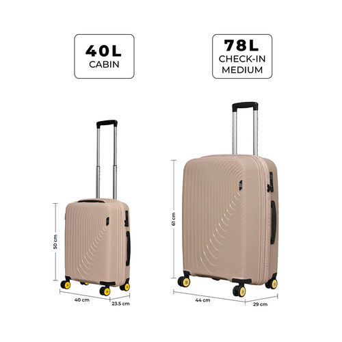 EUME Wanderer Cabin 55 Cm and Medium 65 Cm Luggage Set of Champagne Gold