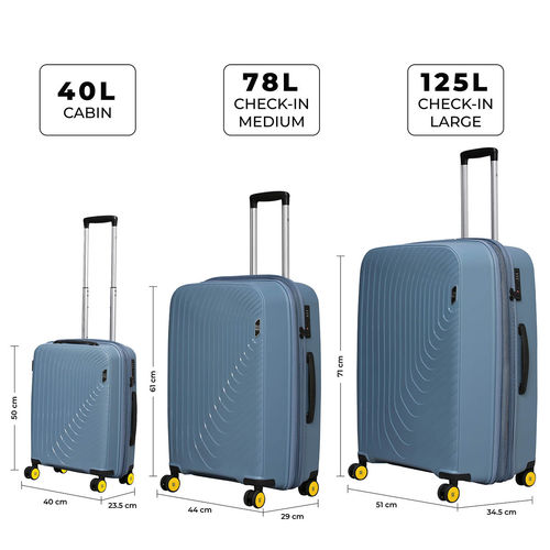 EUME Wanderer Cabin Check-In Medium Large Luggage-Set of 3-Ice Blue