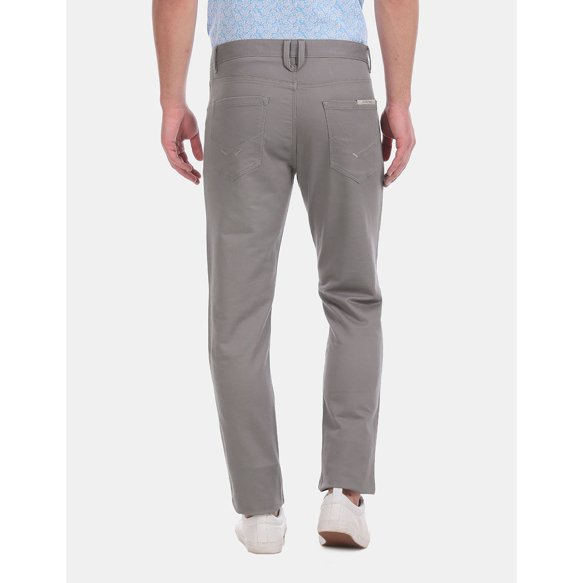 Buy U.S. POLO ASSN. Men Grey Brandon Slim Tapered Fit Solid Cotton Stretch Casual  Trousers Online