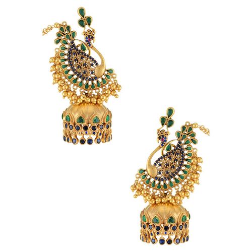 Buy Tribe Amrapali Silver Gold Plated Peacock Phulwari Jhumka