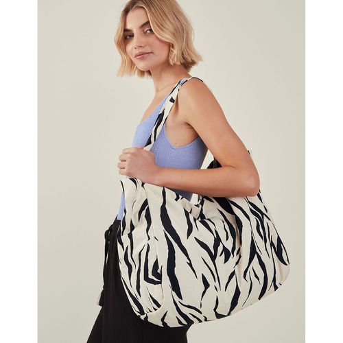 Buy Accessorize London Women's Large Zebra Print Canvas Shopper