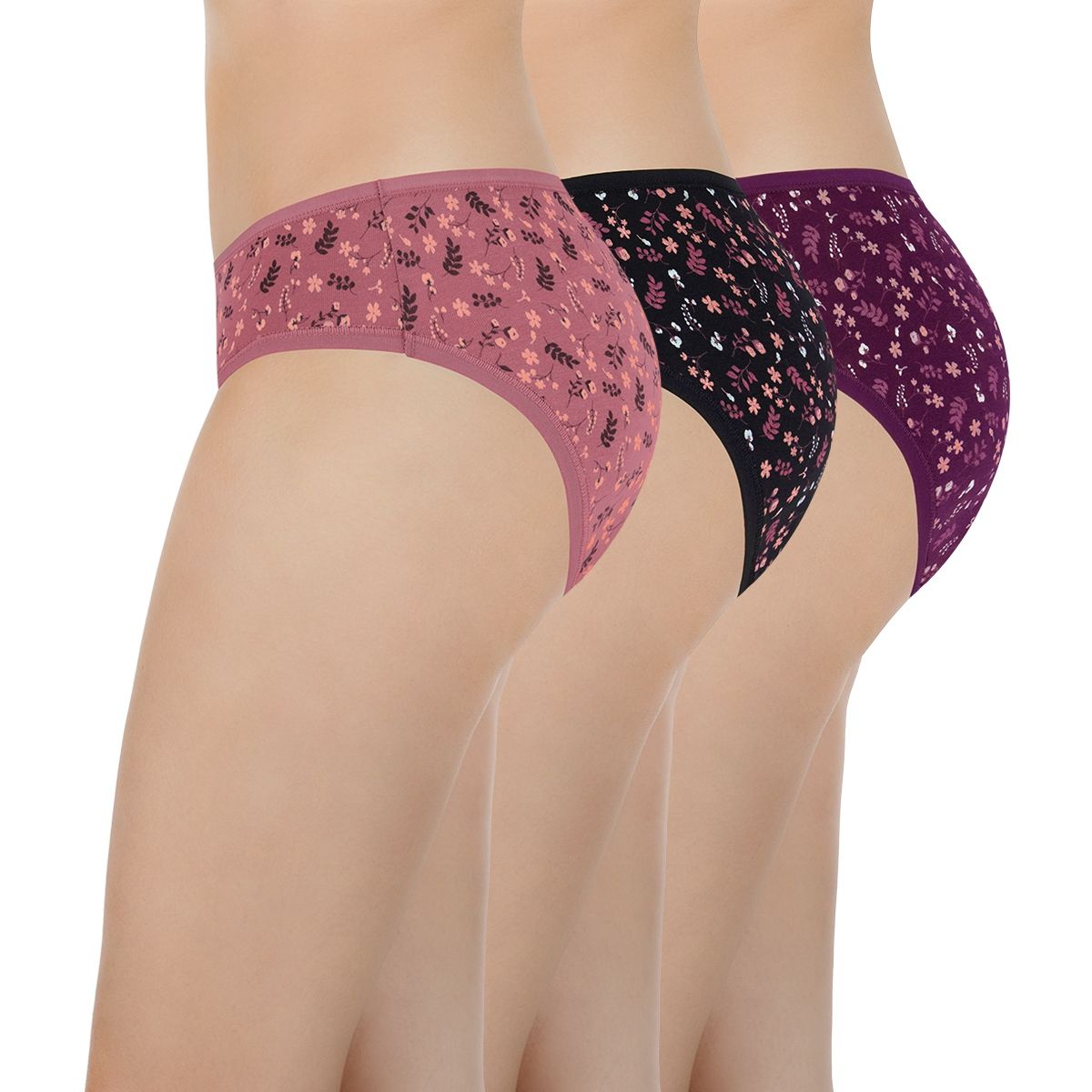 Buy Amante Print Three Fourth Coverage Low Rise Bikini Panties Pack Of 3 Online 6702