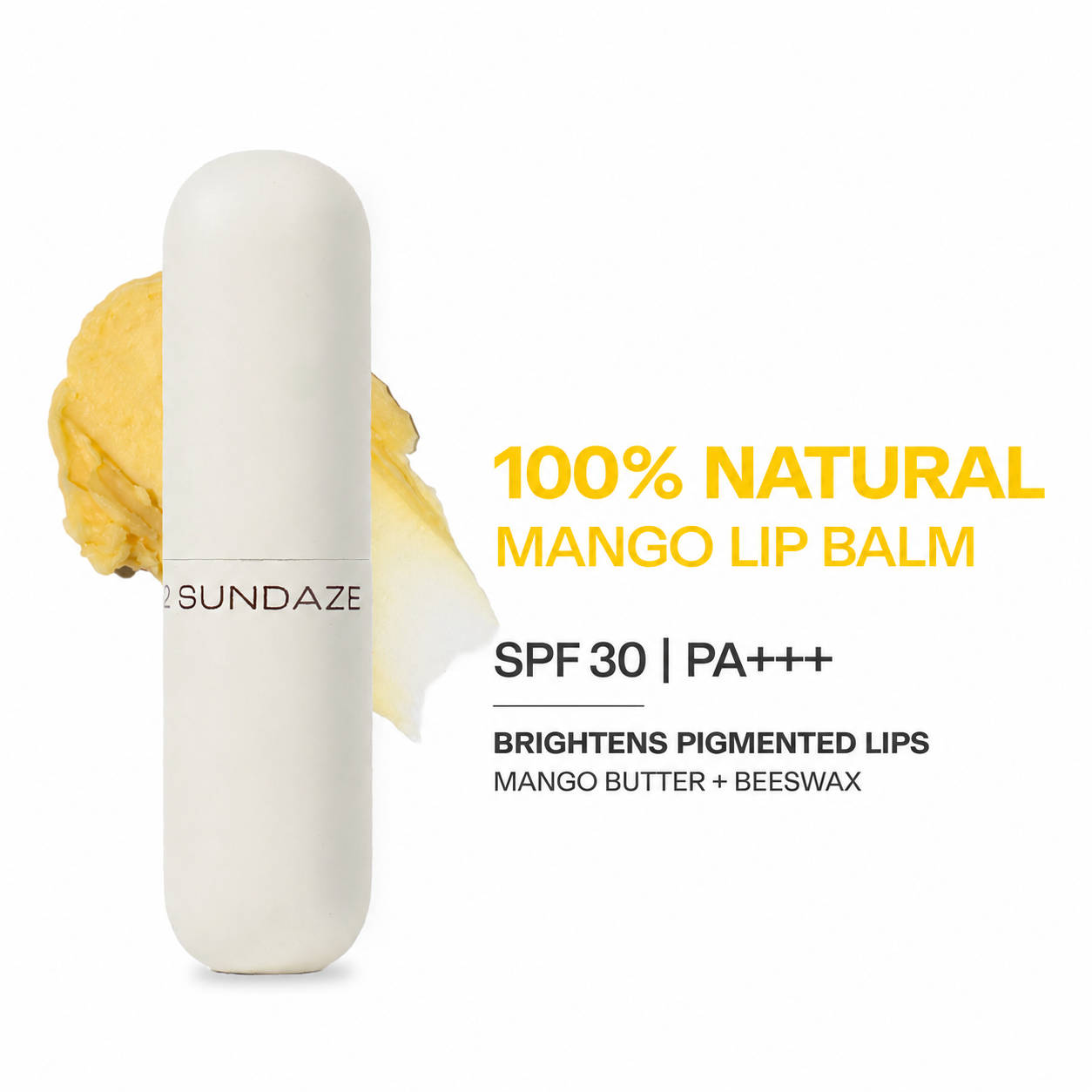 52 Sundaze 100% Natural Mango Butter Lip Balm for Dry & Pigmented Lips with SPF 30 PA+++