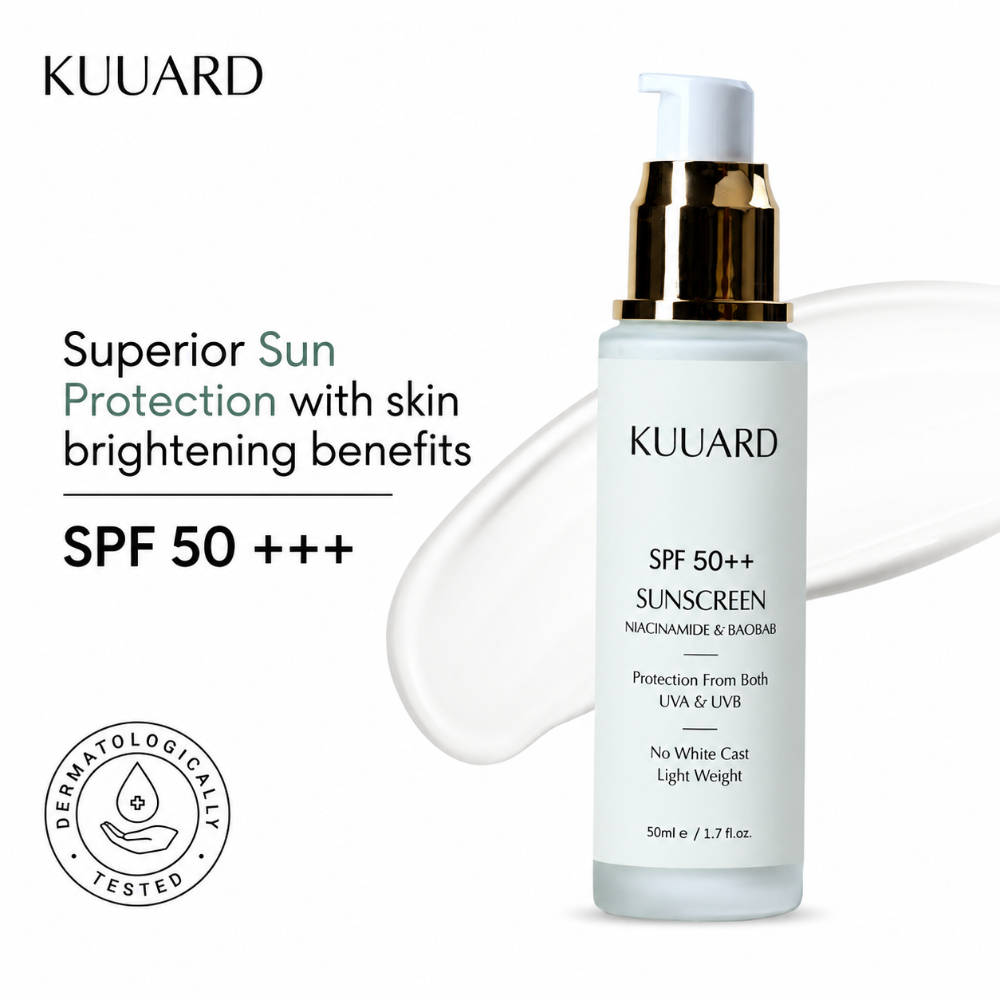 KUUARD Niacinamide Sunscreen SPF 50 PA++++ - Non-Sticky, Oil Control with Baobab