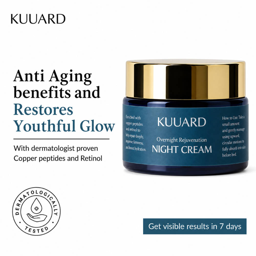 KUUARD 24K Gold Night Cream, Anti Ageing, Wrinkle Repair & Skin Brightening with Retinol