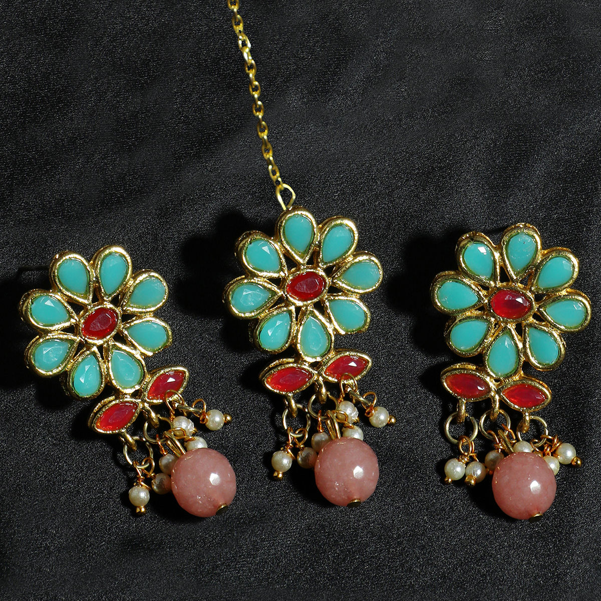 DREAMJWELL Beautiful Matte Finish Bluecoral Flower Designer Earring dreamjwell #13 DREAMJWELL Beautiful Matte Finish Bluecoral Flower Designer Earring dreamjwell