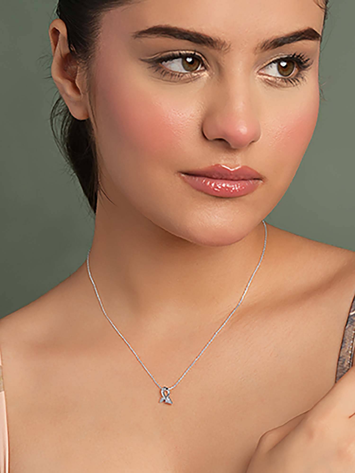 CLARA 925 Silver Platinum Plated Fonda Pendant with Chain for Women