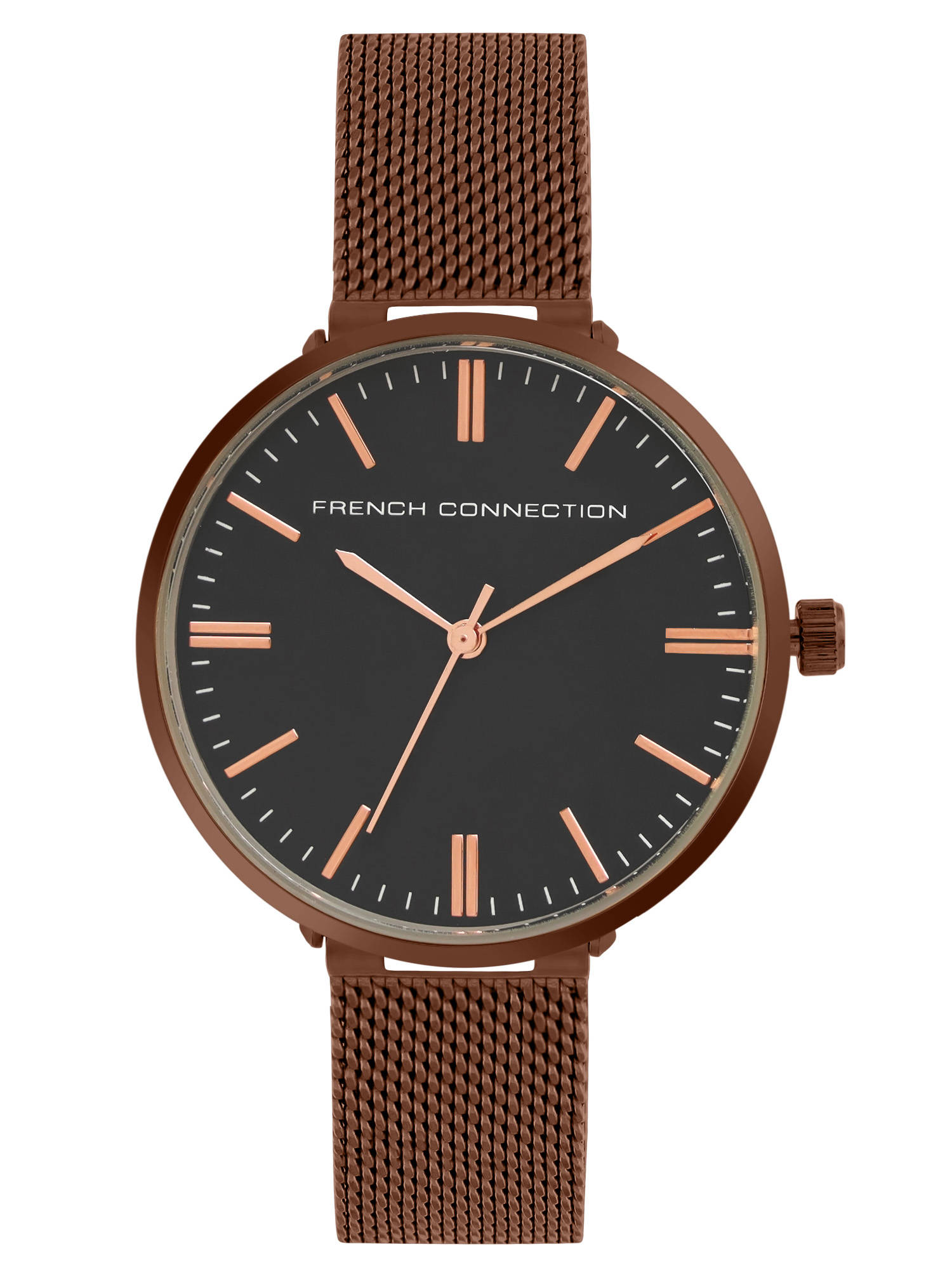 French Connection Black Analog Round Dial Rose Watch For Women FCS002F