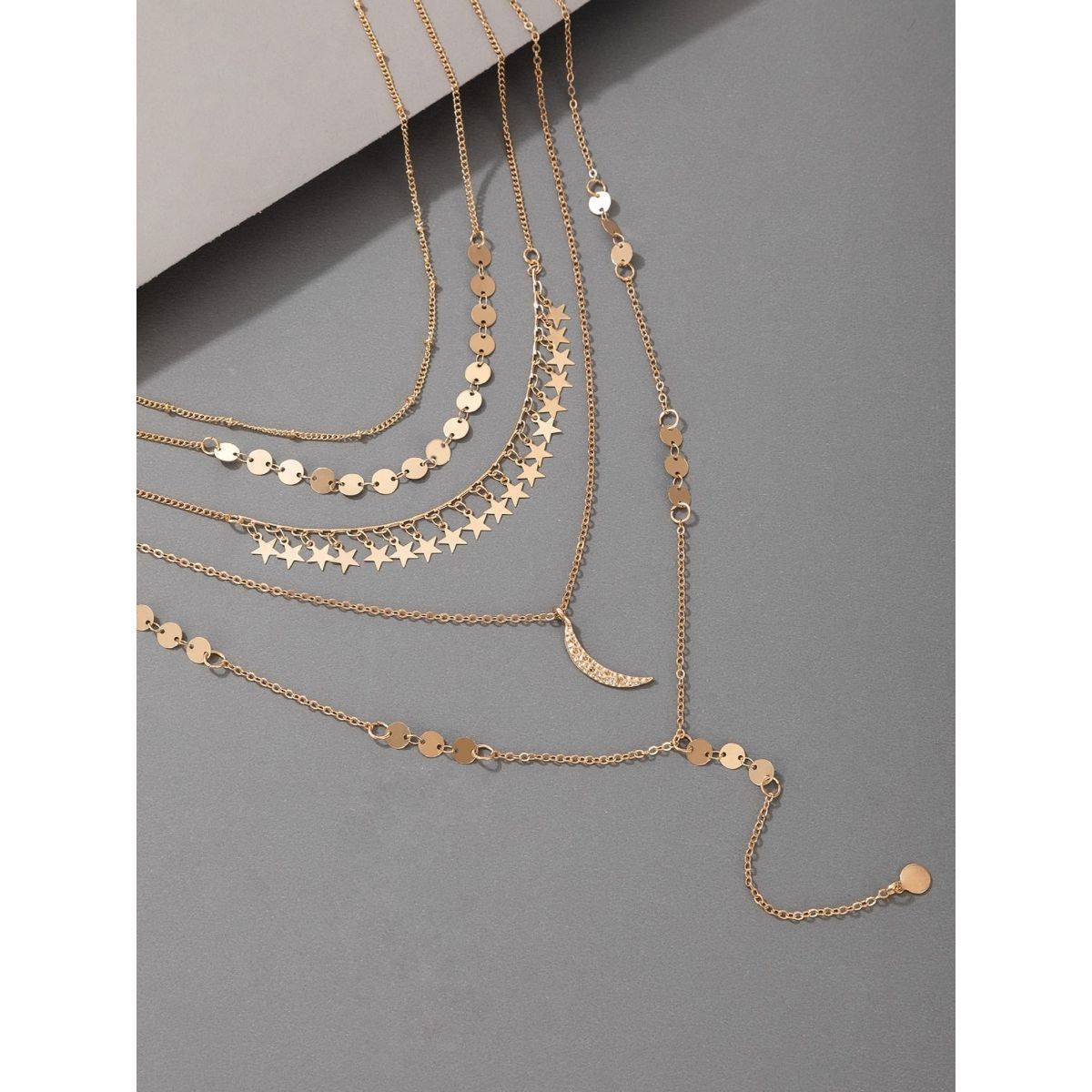 OOMPH Gold Tone Multi Layered Multi-Strand Fashion Necklace