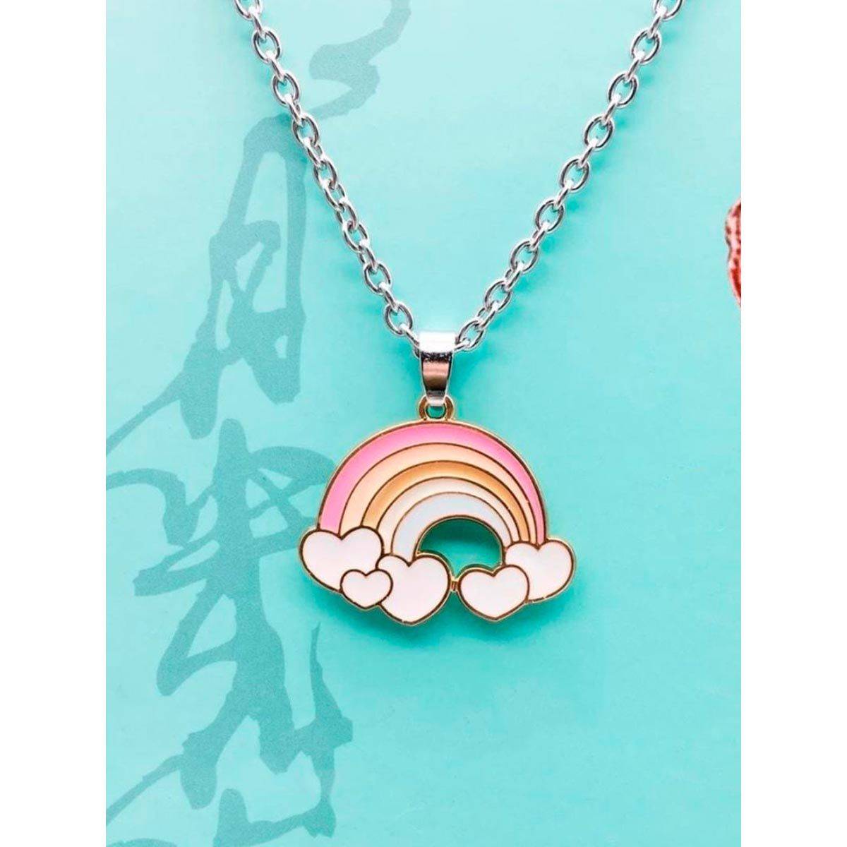 OOMPH Women Rainbow Cloud Enamel Pendant Necklace