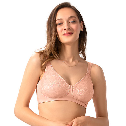 Buy Amante Non Wired Lace Minimiser Bra - Pink Online