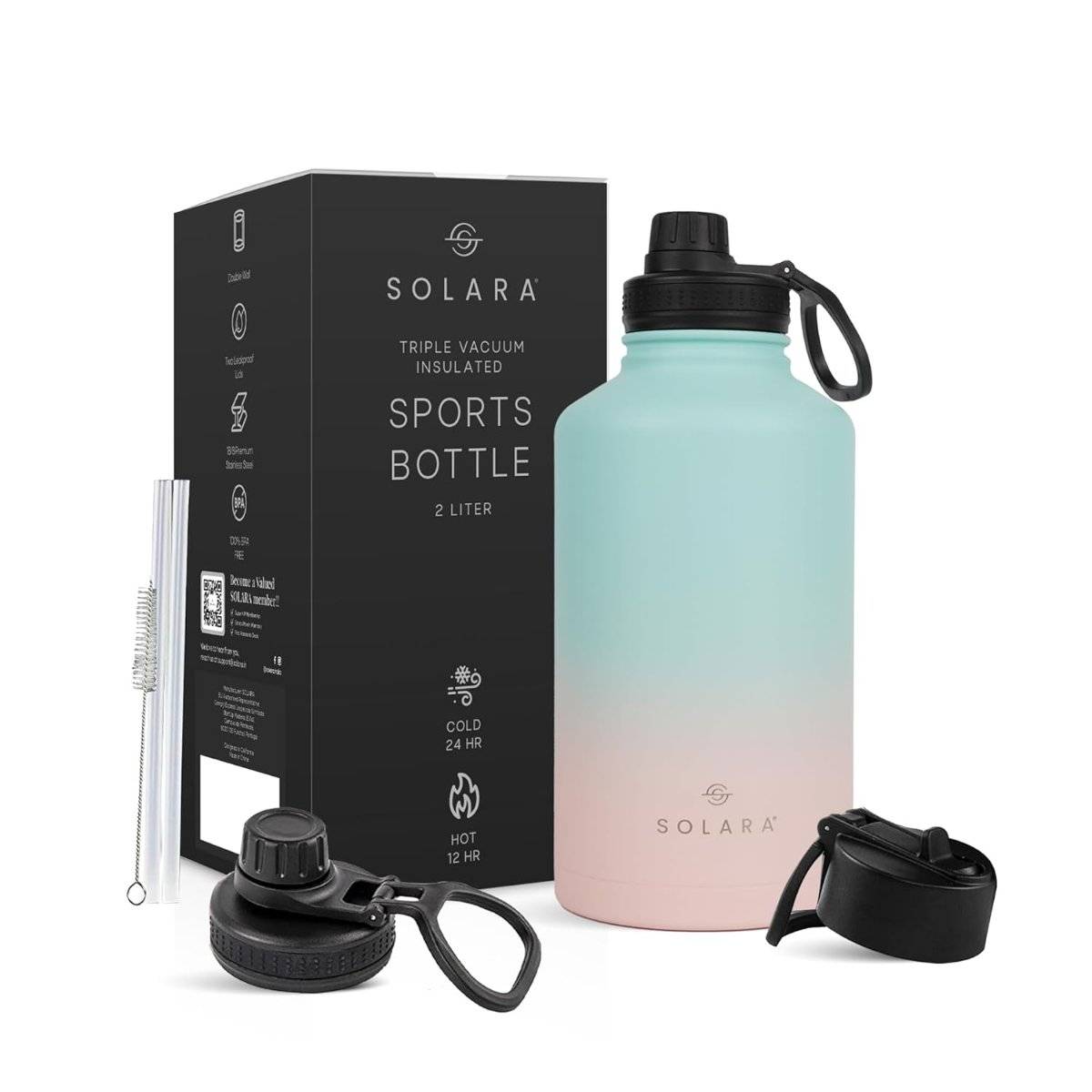 Solara Insulated Water Bottle Multicolor Teal 2L
