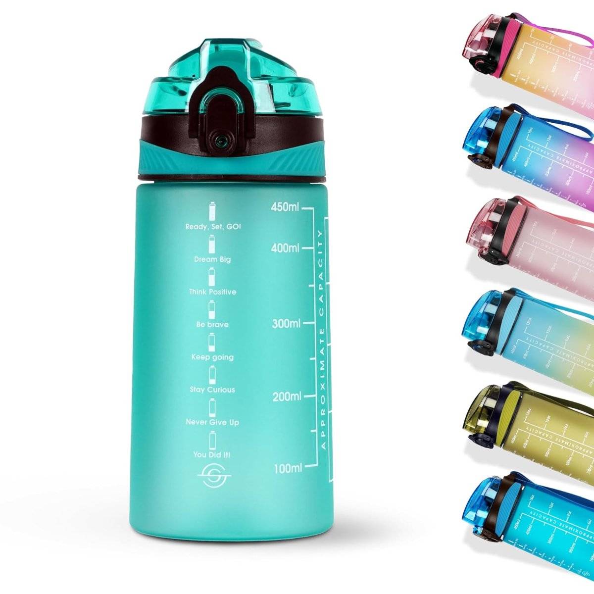 Solara Motivational Water Bottle Cool Aqua 500ml