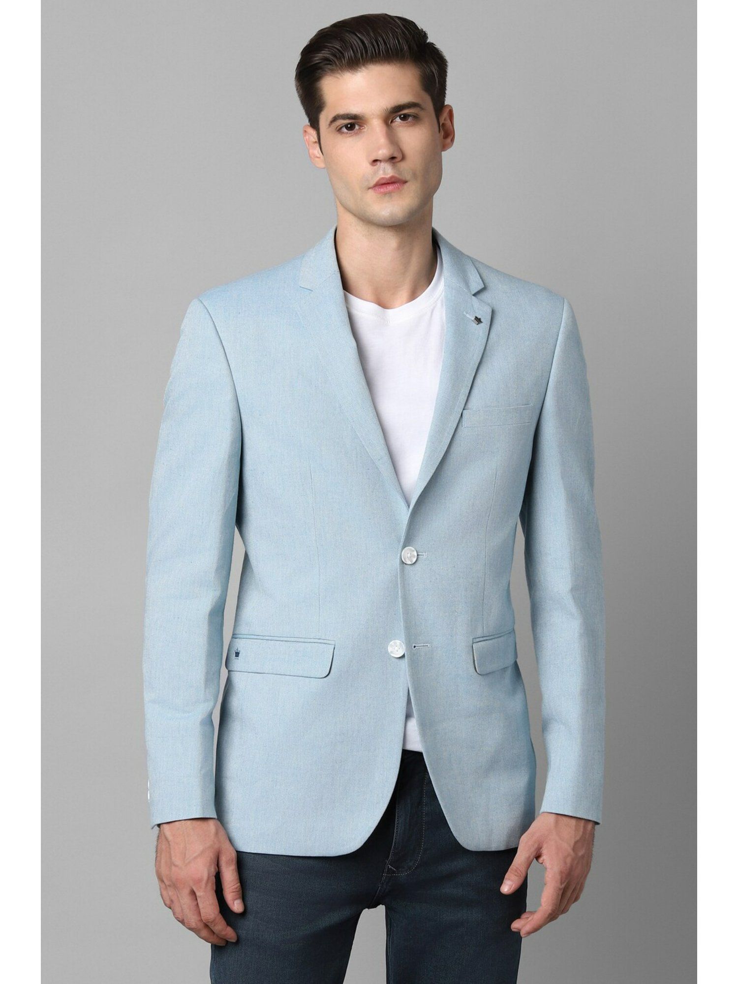 Buy LOUIS PHILIPPE Textured Polyester Cotton Slim Fit Men's Casual Blazer