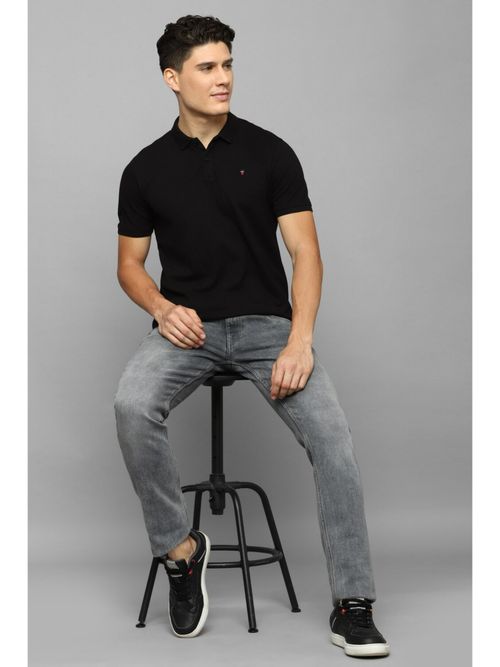Louis Philippe Solid Black T-shirt