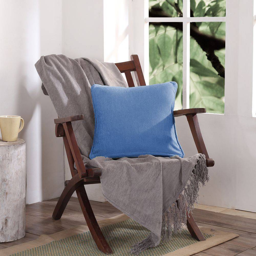 Maspar Colorart Jessica Solid 310gsm Cotton Blue Small Cushion Cover
