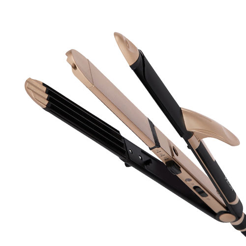 VEGA 3 in 1 Hair Styler- Straightener, Curler and Crimper for Women, Gold-Black (VHSCC-01)