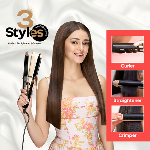 VEGA in Hair Styler- Straightener, Curler and Crimper for Women,  Gold-Black (VHSCC-01)