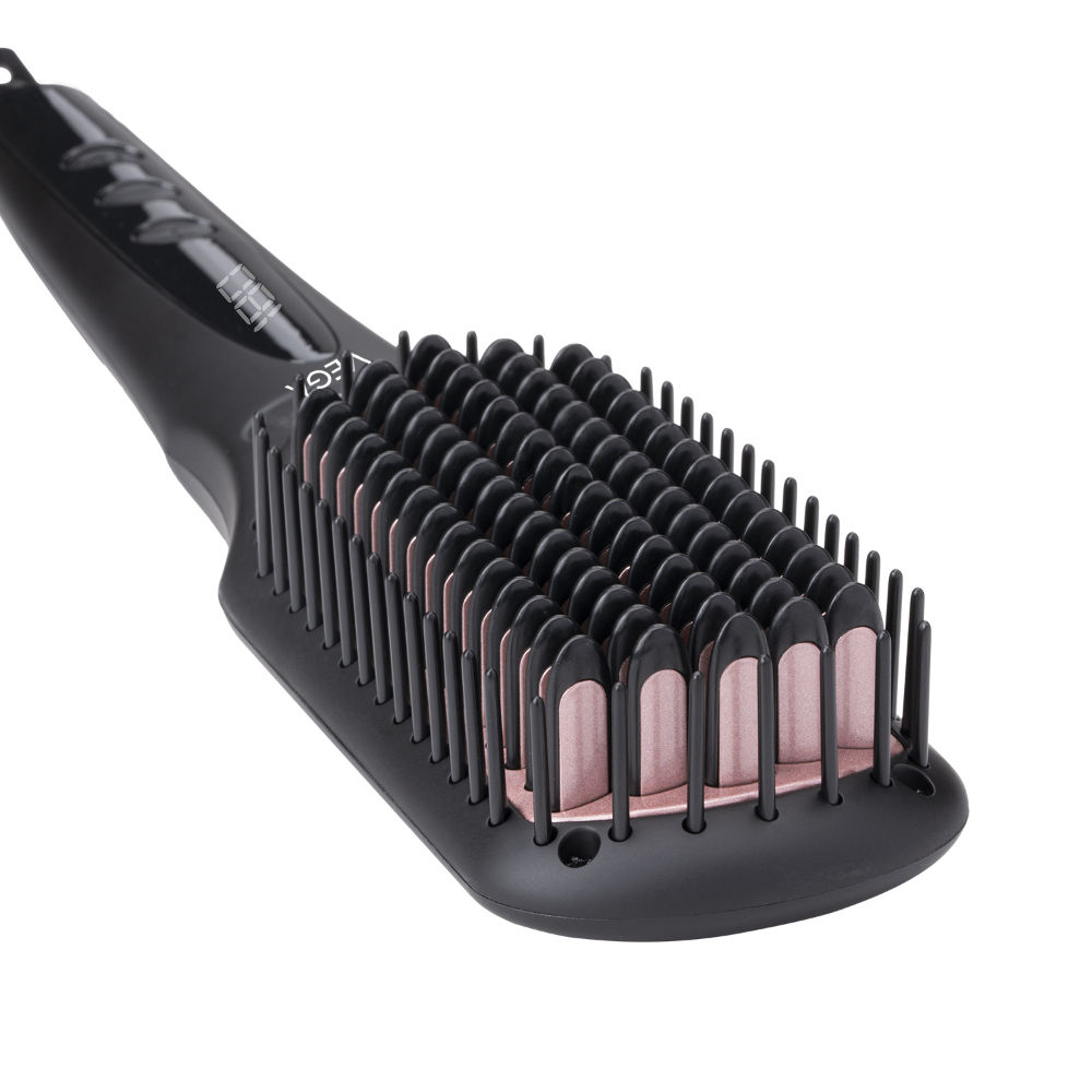 VEGA Black Shine Hair Straightener Brush for Women with 16 Temperature Settings, (VHSB-04)