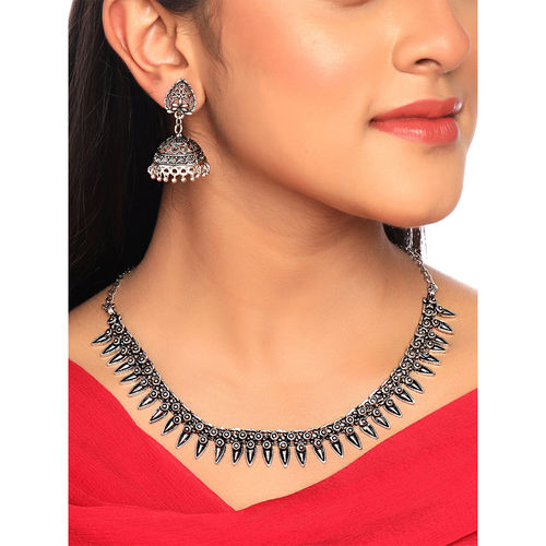 Buy Yellow Chimes Silver Oxidised Jewellery Set Afghani Tribal