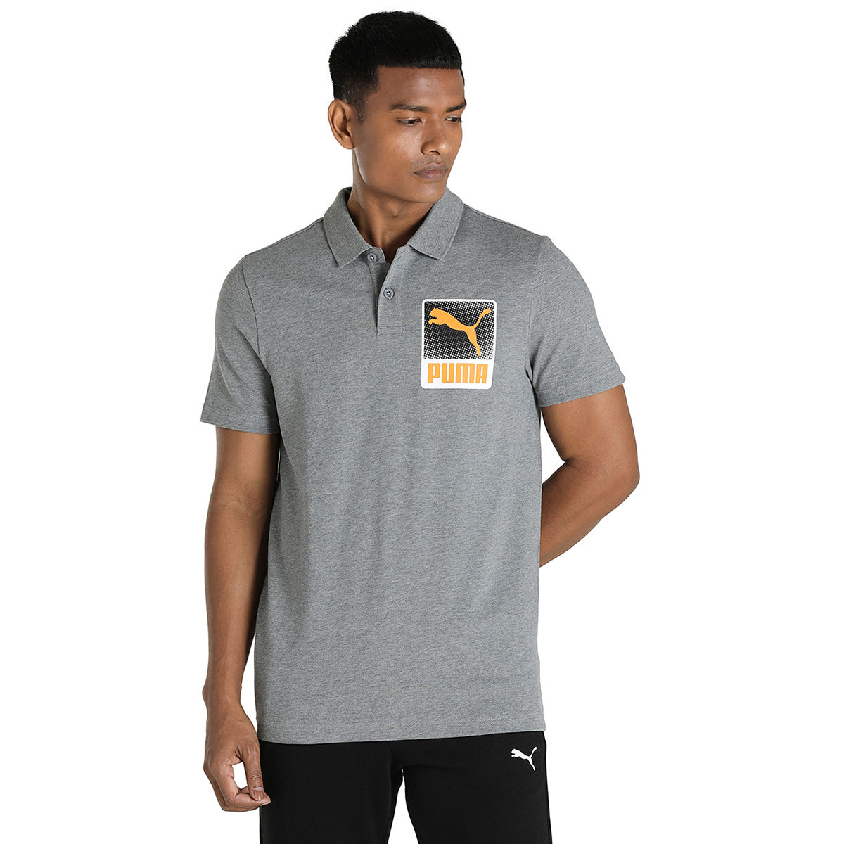 Puma graphic 16 Mens Grey Casual Polo T-Shirt (S)