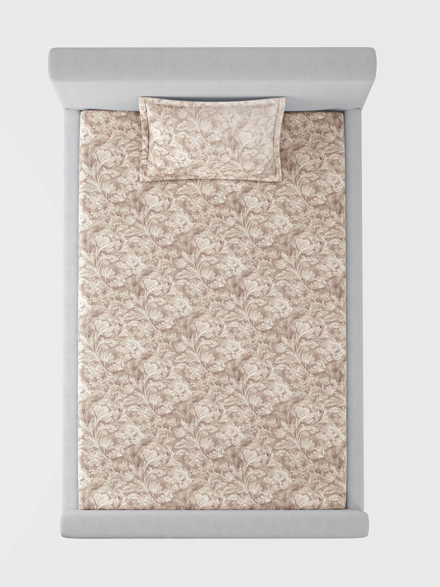 SANSAAR A D'DECOR BRAND LIVE CONSCIOUSLY Pavot Doeskin Brown Bedsheet with 1 Pillow Cover (Single)