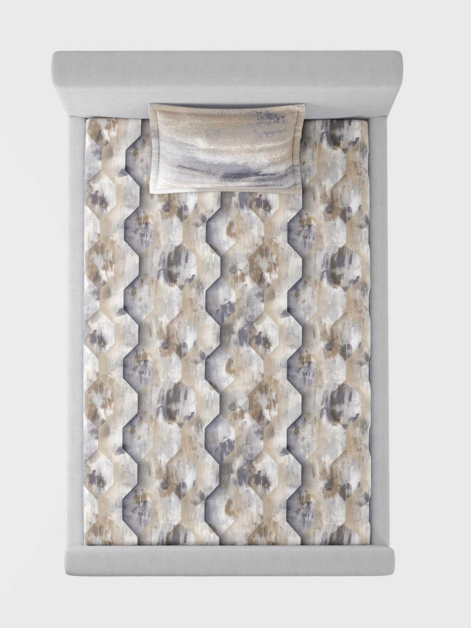 SANSAAR A D'DECOR BRAND LIVE CONSCIOUSLY Honeycomb Brown Bedsheet with 1 Pillow Cover (Single)