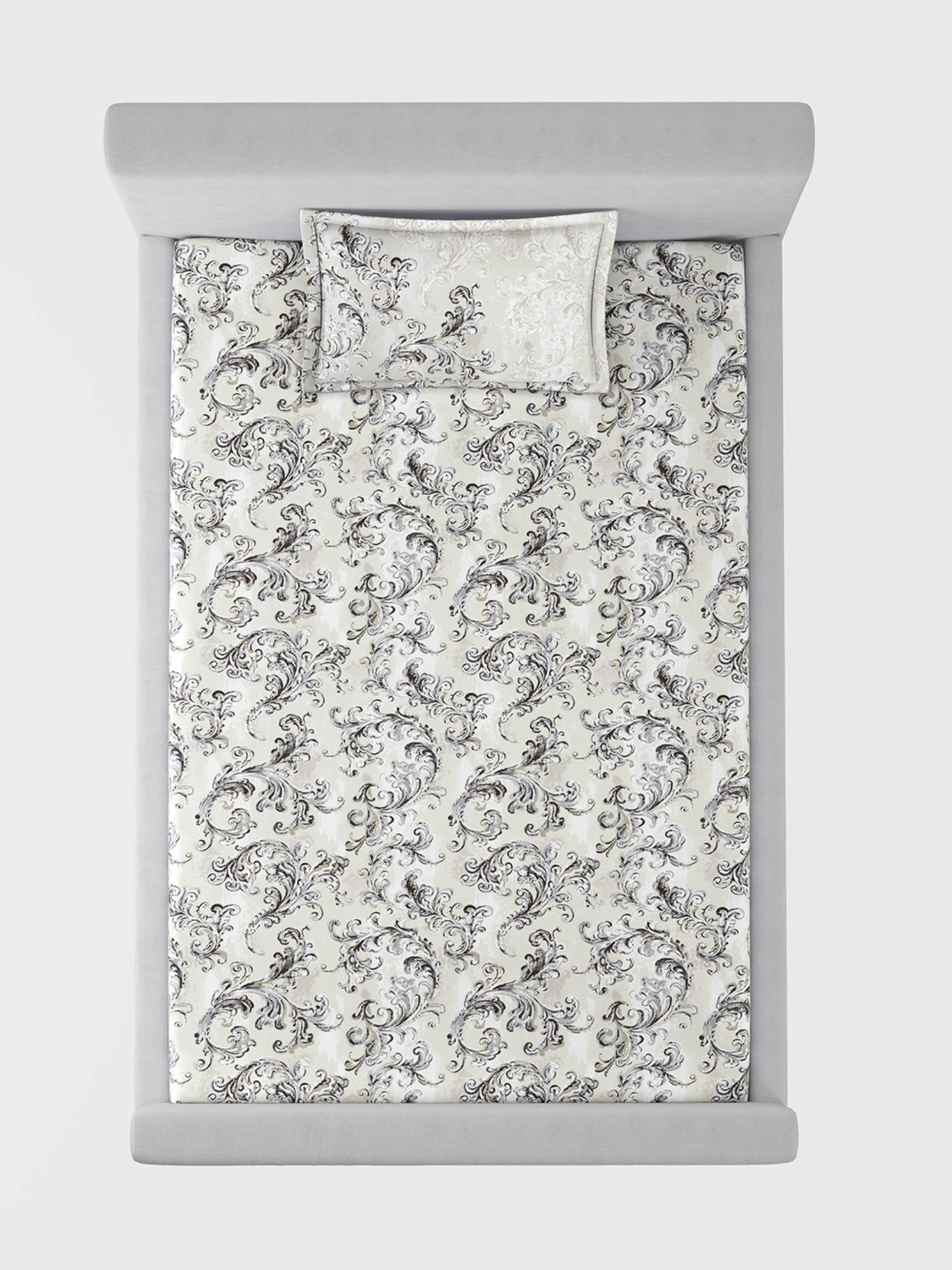 SANSAAR A D'DECOR BRAND LIVE CONSCIOUSLY Acanthus Beige Bedsheet with 1 Pillow Cover (Single)