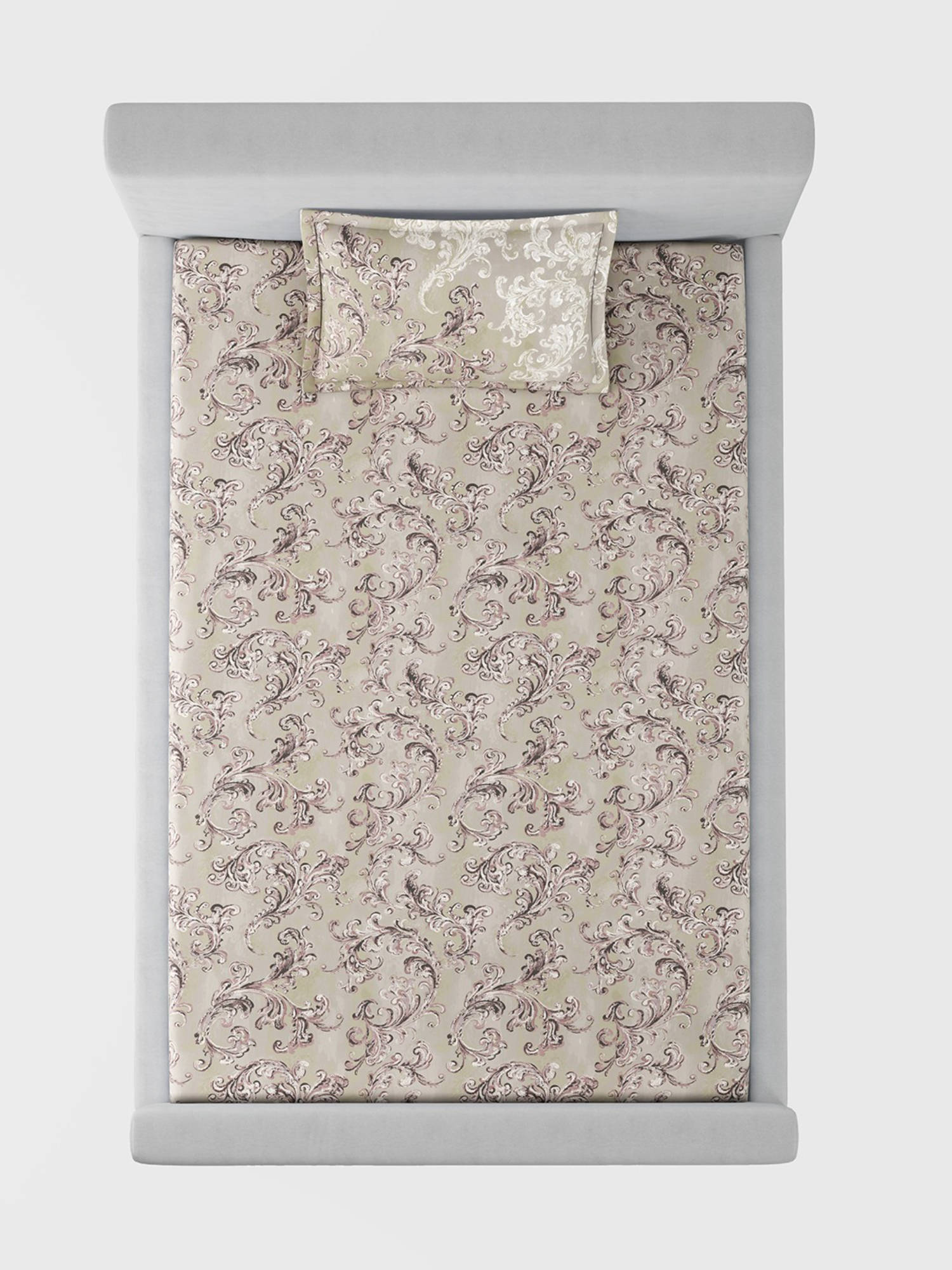 SANSAAR A D'DECOR BRAND LIVE CONSCIOUSLY Acanthus Russet Brown Bedsheet with 1 Pillow Cover (Single)